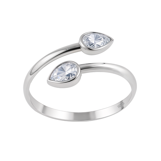 Twin Leaf Ring in 925 Sterling Silver for Women