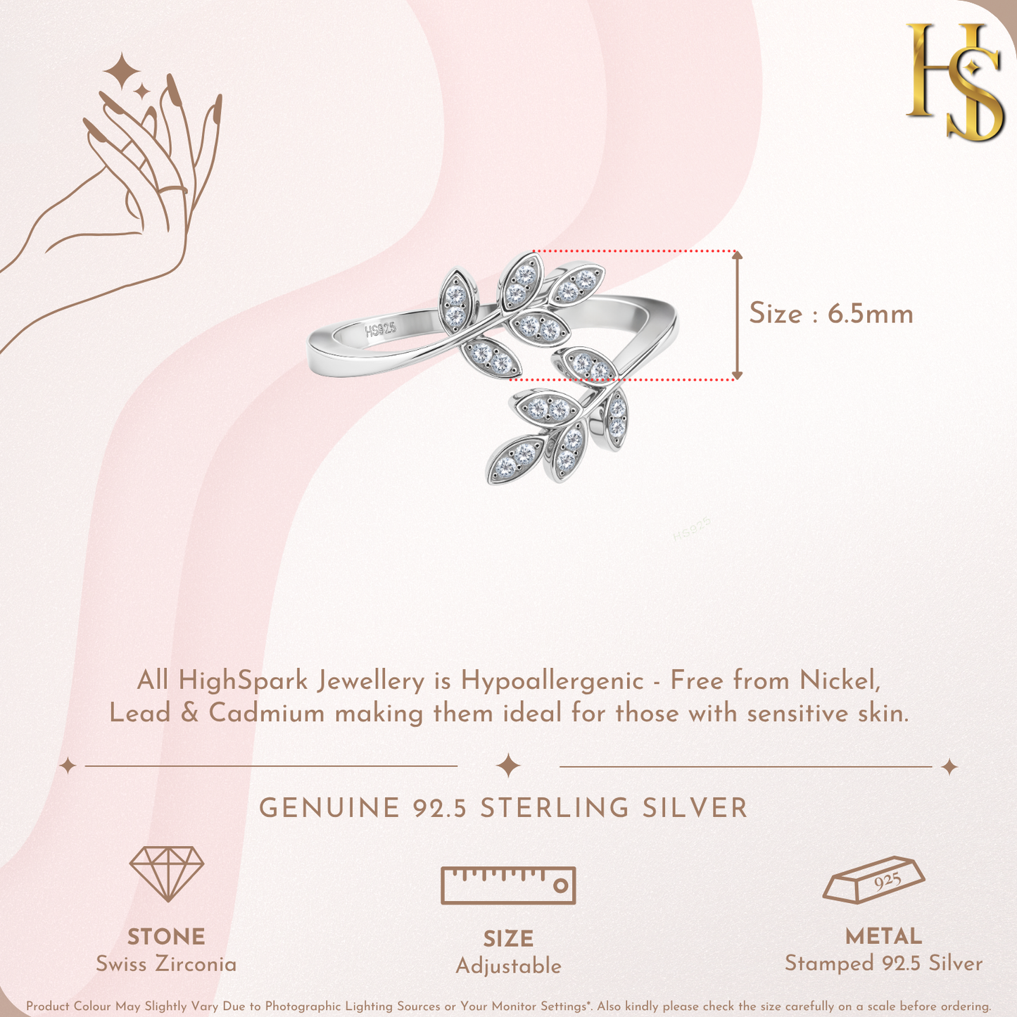 Twin Leaf Embrace Ring in 925 Sterling Silver for Women