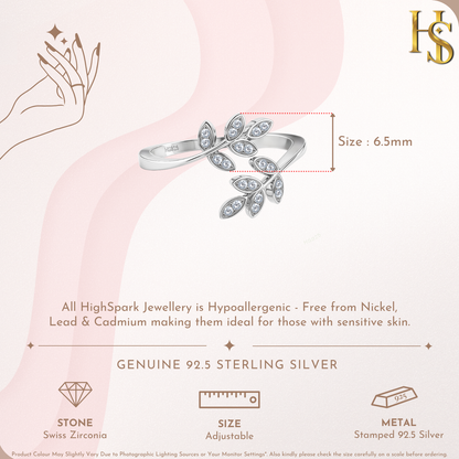 Twin Leaf Embrace Ring in 925 Sterling Silver for Women