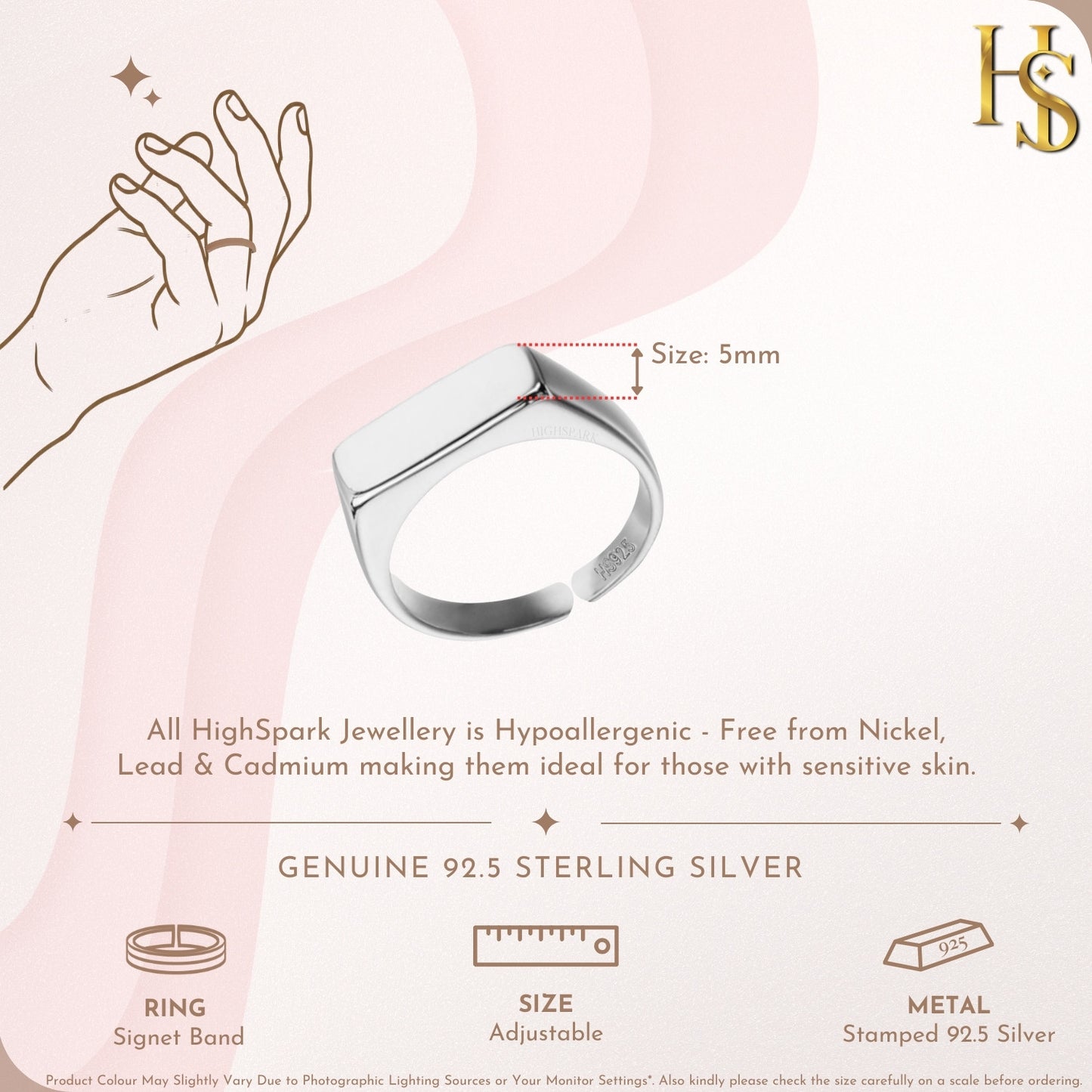 Signet Band Ring in 92.5 Sterling Silver For Men