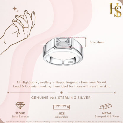 Square Perfection Ring in 92.5 Sterling Silver With Diamond like Brilliance Zirconia