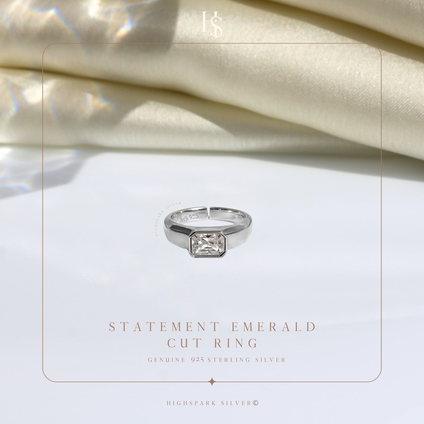 Square Perfection Ring in 92.5 Sterling Silver With Diamond like Brilliance Zirconia