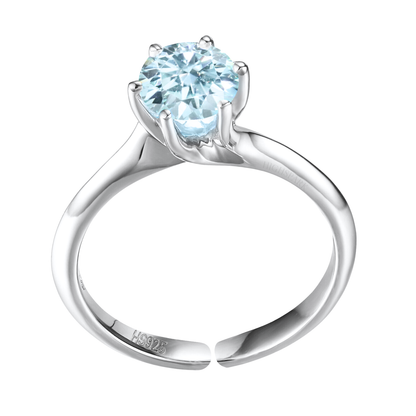 Sparkling Martini Solitaire Ring in 92.5 Sterling Silver Embellished With Aquamarine Zirconia