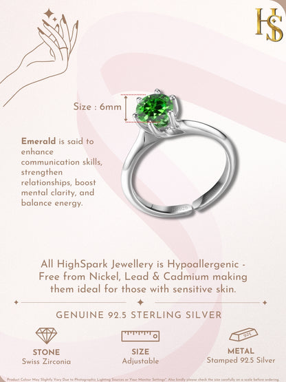 Sparkling Martini Ring Embellished with Emerald Zirconia in 925 Sterling Silver For Women