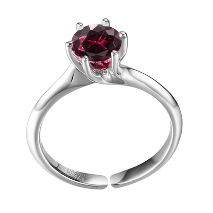 Sparkling Martini Solitaire Ring in 92.5 Sterling Silver Embellished With Ruby Zirconia