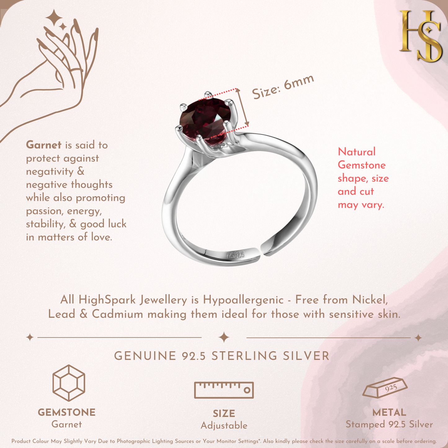 Sparkling Martini Solitaire Ring in 92.5 Sterling Silver Embellished With Garnet Zirconia