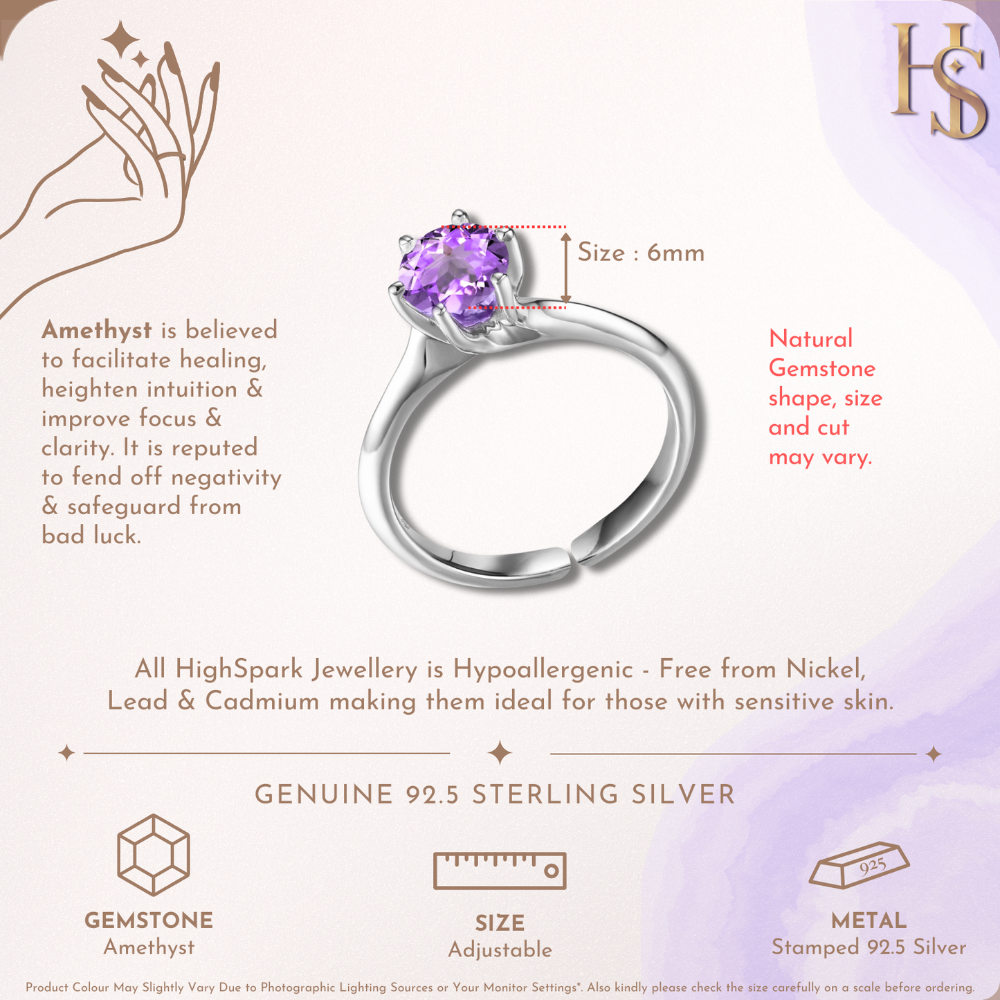 Sparkling Martini Solitaire Ring in 92.5 Sterling Silver Embellished With Amethyst Zirconia