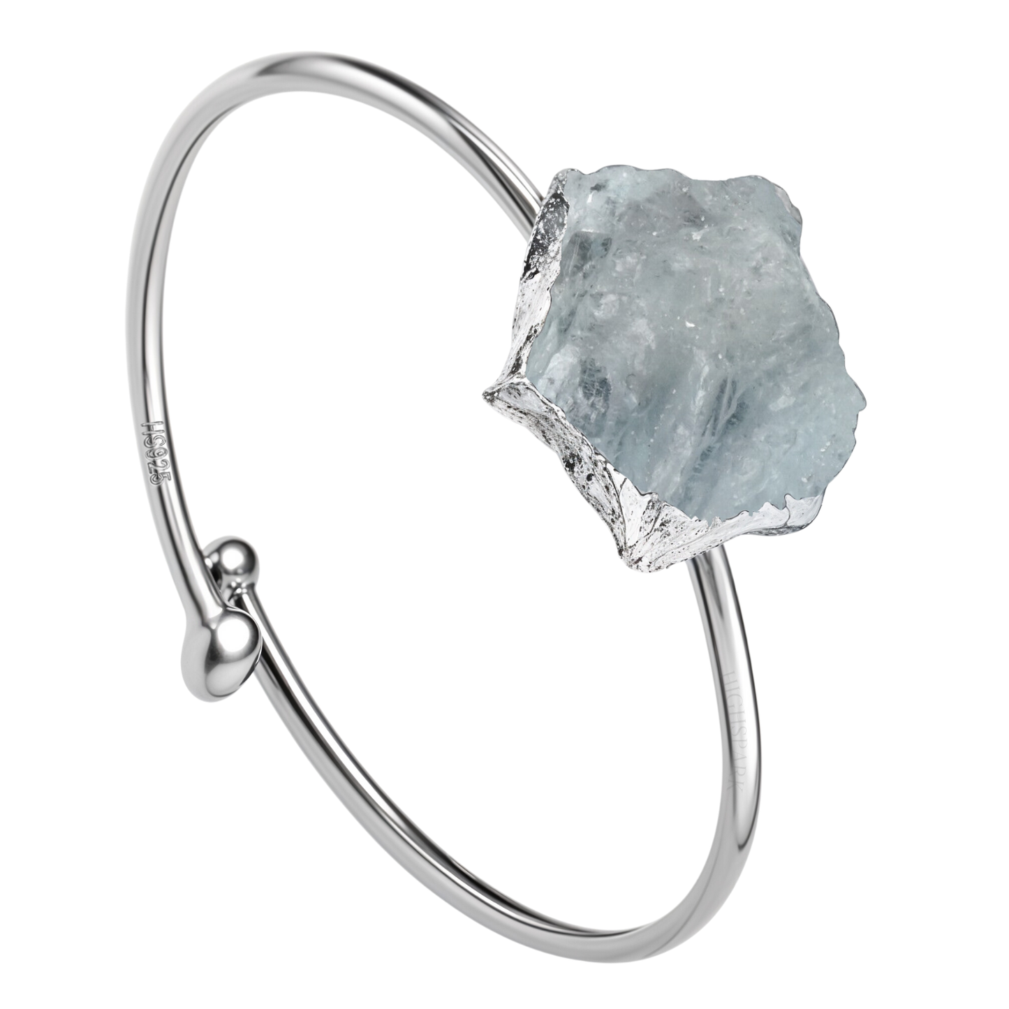 Natural Raw Gemstone Aquamarine Rough Cut Adjustable Ring in 92.5 Sterling Silver