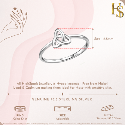 Classic Celtic Knot Ring in 925 Sterling Silver for Women