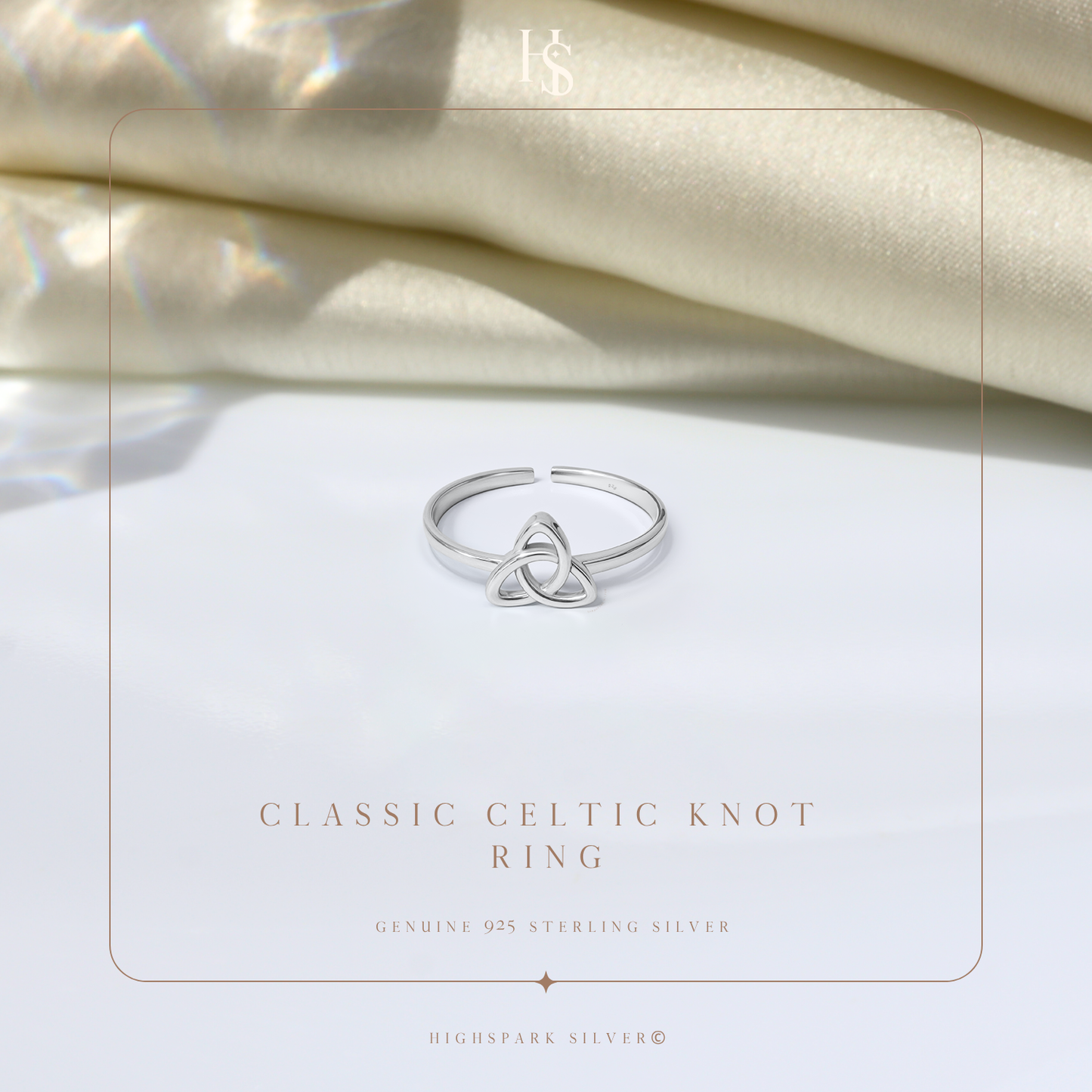 Classic Celtic Knot Ring in 925 Sterling Silver for Women