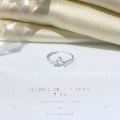 Classic Celtic Knot Ring in 925 Sterling Silver for Women