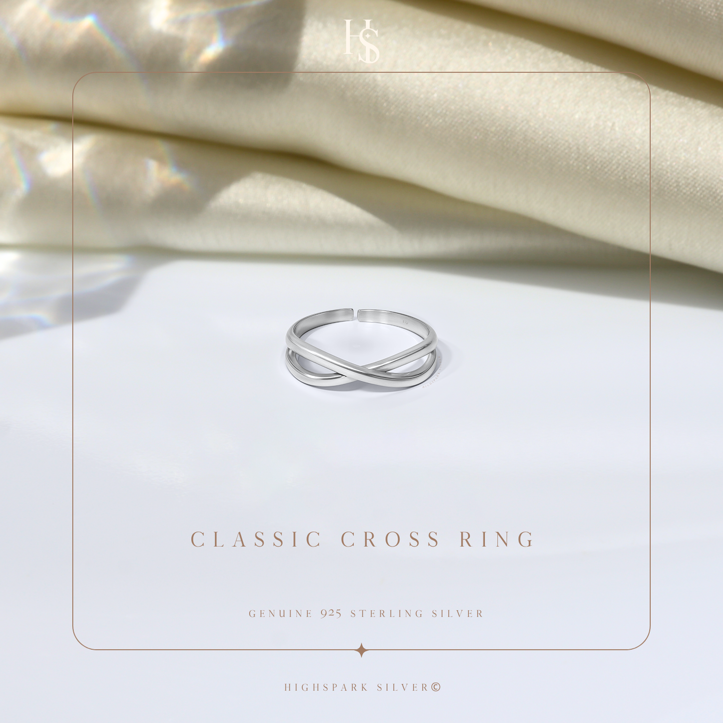 Classic Cross Ring in 925 Sterling Silver for Women