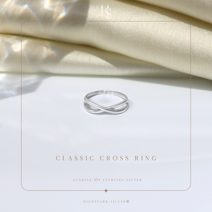 Classic Cross Ring in 925 Sterling Silver for Women