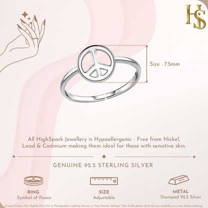 Symbol of Peace Ring in 925 Sterling Silver for Women