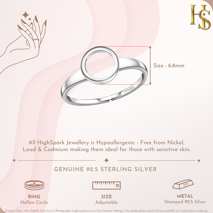 Hollow Circle Ring in 925 Sterling Silver for Women