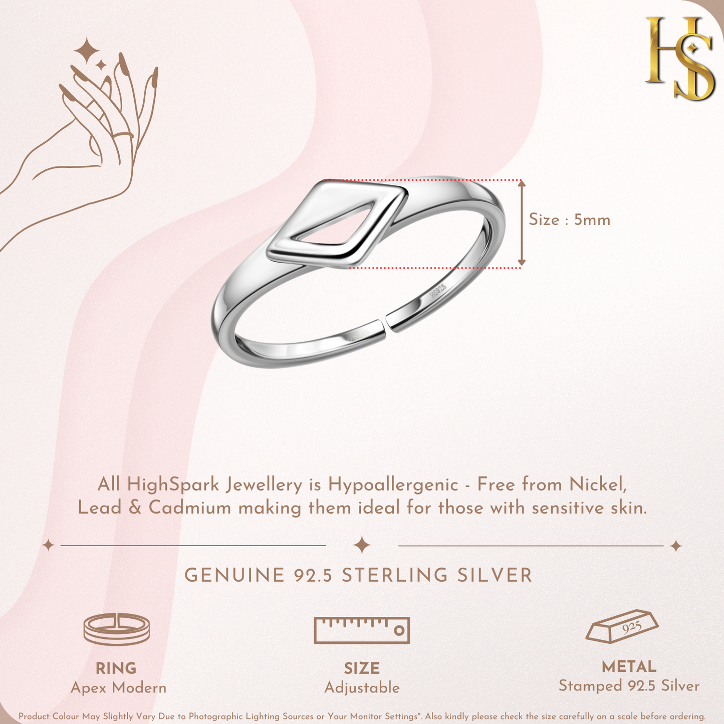 Apex Modern Ring in 925 Sterling Silver for Women