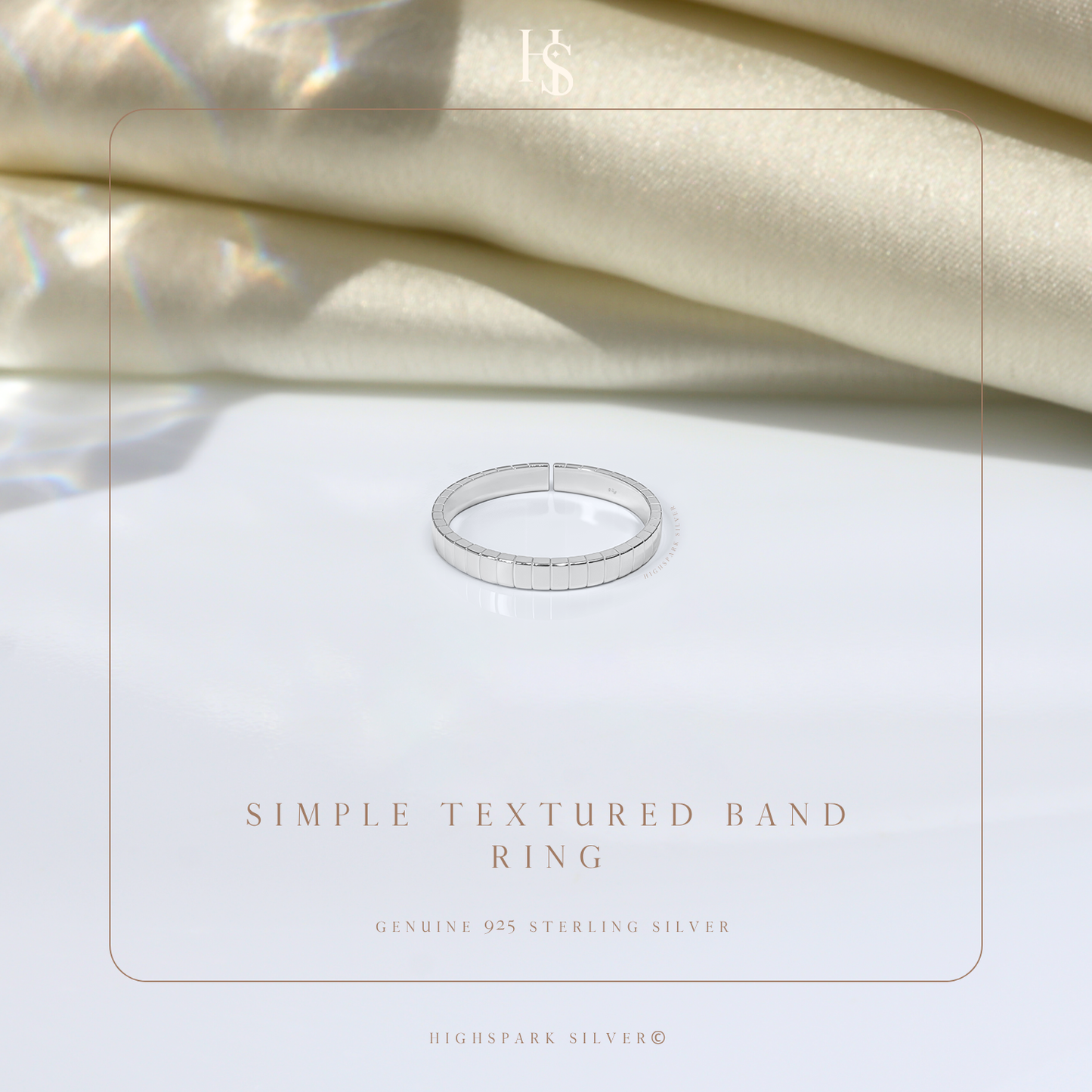 Simple Textured Band Ring in 925 Sterling Silver for Women