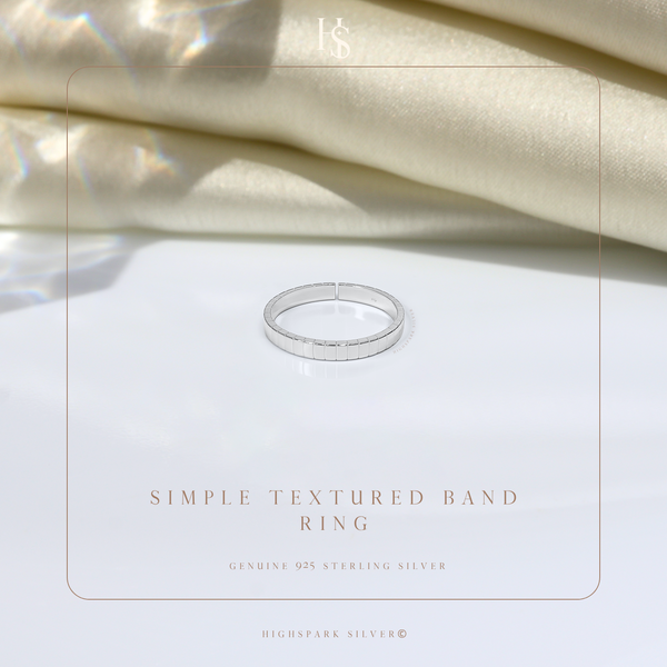 Simple Textured Band Ring in 925 Sterling Silver for Women