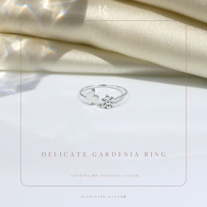 Delicate Gardenia Ring in 925 Sterling Silver for Women