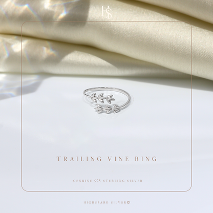 Trailing Vine Adjustable Ring in 925 Sterling Silver for Women