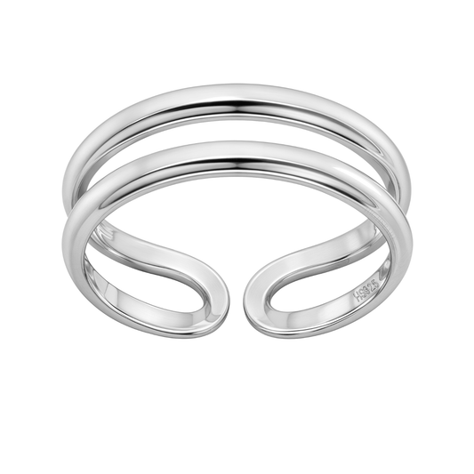 Dual Line Band Adjustable Ring in 925 Sterling Silver for Women