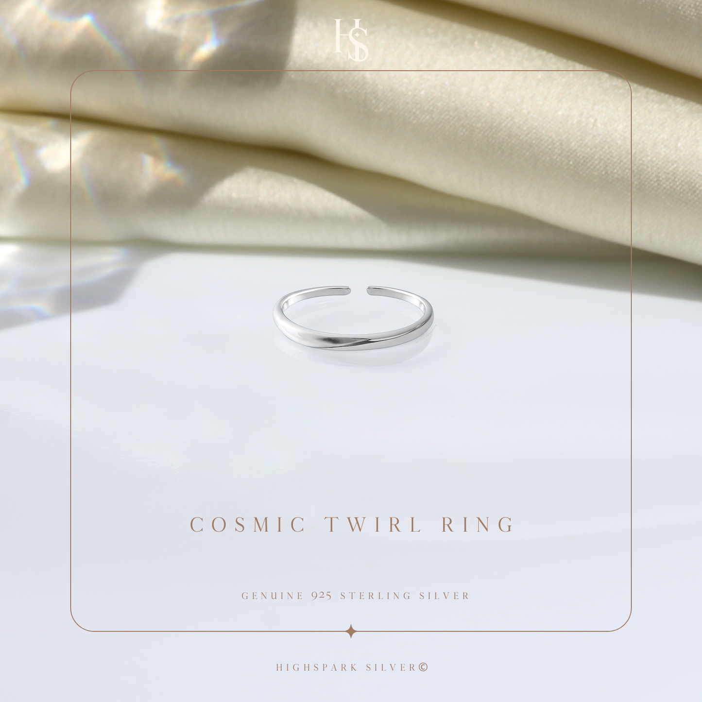 Cosmic Twirl Adjustable Ring in 925 Sterling Silver for Women