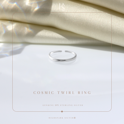 Cosmic Twirl Adjustable Ring in 925 Sterling Silver for Women