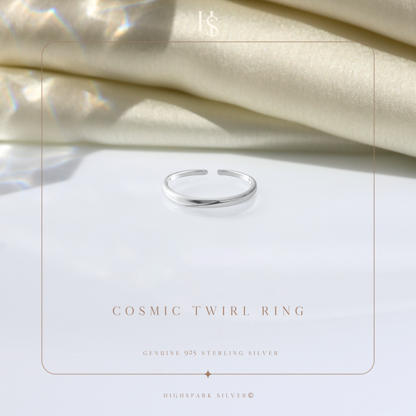 Cosmic Twirl Adjustable Ring in 925 Sterling Silver for Women