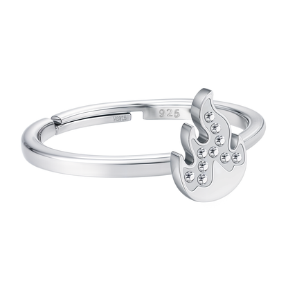 Flame Designer Adjustable Ring in 925 Sterling Silver for Women With Diamond like Brilliance Zirconia