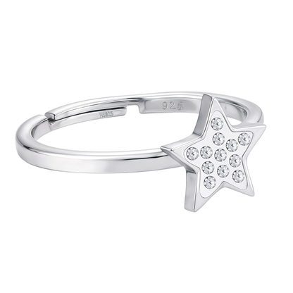 Shining Star Adjustable Ring in 925 Sterling Silver for Women With Diamond like Brilliance Zirconia