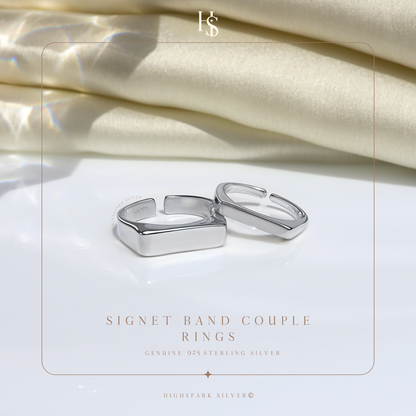 Signet Band Couple Rings For Men & Women in 92.5 Sterling Silver