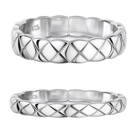 Criss Cross Patterned Couple Rings For Men & Women in 92.5 Sterling Silver