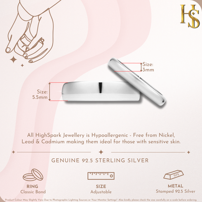 Classic Band Couple Rings For Men & Women in 92.5 Sterling Silver