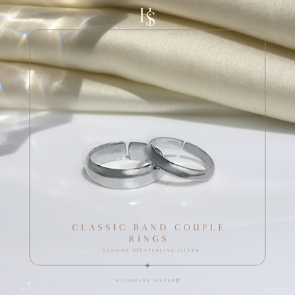 Classic Band Couple Rings For Men & Women in 92.5 Sterling Silver