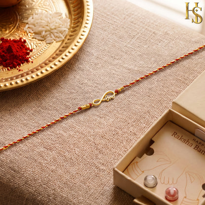 Infinity Bond 18k Gold Finish Silver Rakhi for Brother – 925 Silver