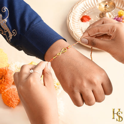 Infinity Bond 18k Gold Finish Silver Rakhi for Brother – 925 Silver
