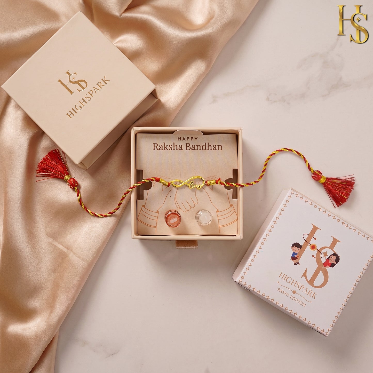 Infinity Bond 18k Gold Finish Silver Rakhi for Brother – 925 Silver