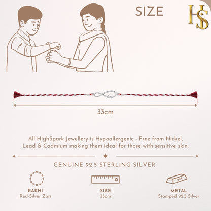 Infinity Bond Silver Rakhi for Brother – 925 Sterling Silver