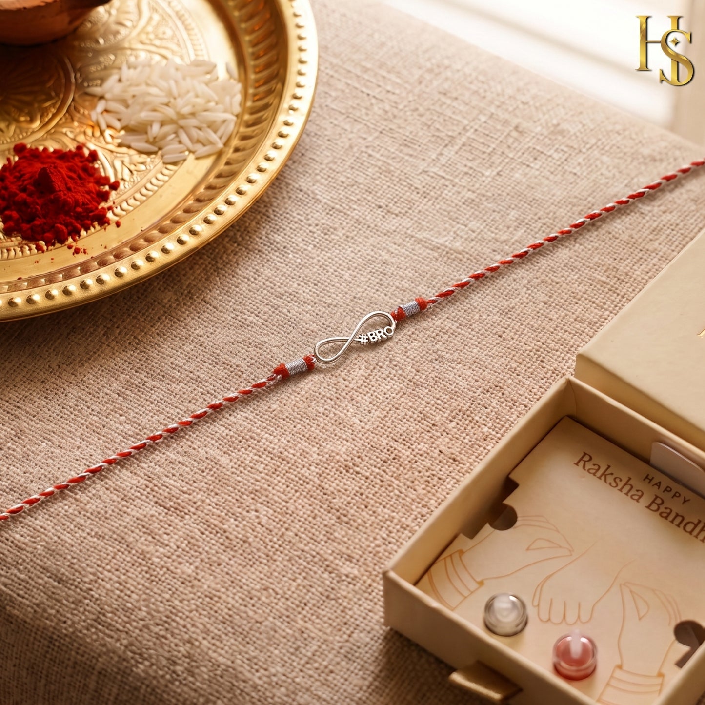 Red Twist Infinity Silver Rakhi for Brother – 925 Sterling Silver