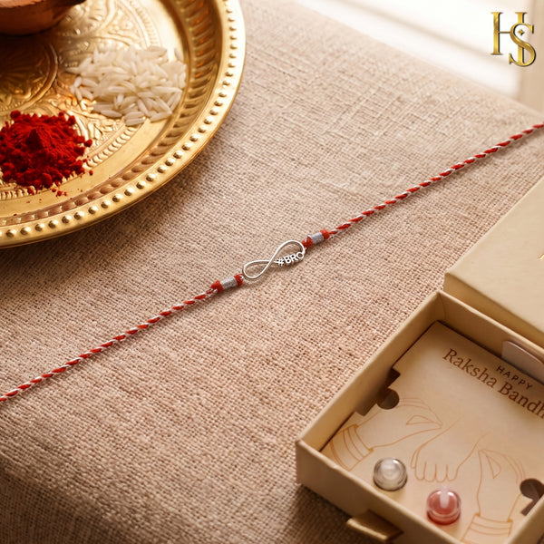 Red Twist Infinity Silver Rakhi for Brother – 925 Sterling Silver