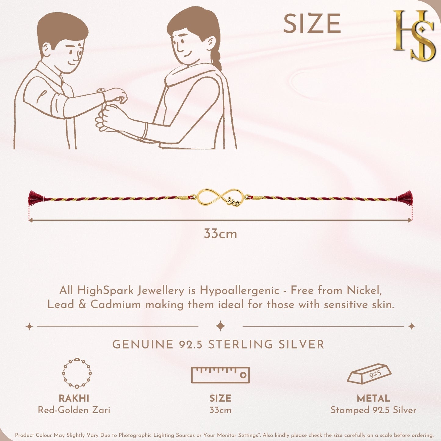 Infinity Love 18k Gold Finish Silver Rakhi for Brother – 925 Silver