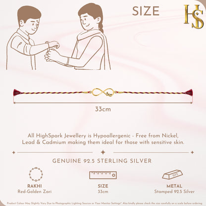 Infinity Love 18k Gold Finish Silver Rakhi for Brother – 925 Silver