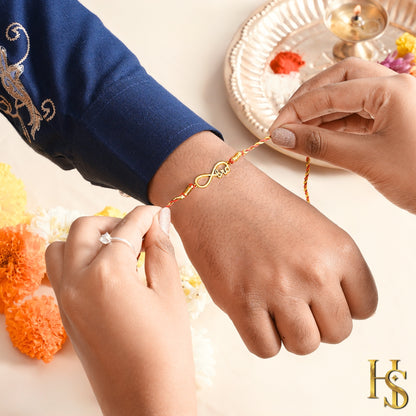 Infinity Love 18k Gold Finish Silver Rakhi for Brother – 925 Silver