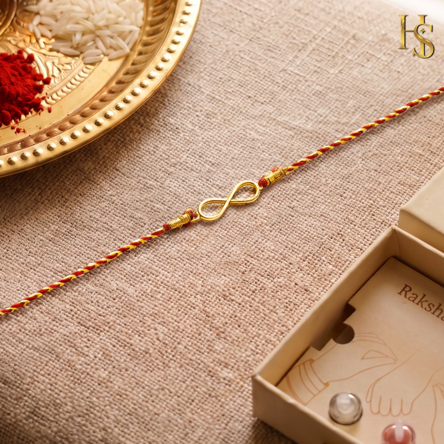 Infinite Blessings Gold-Plated Silver Rakhi for Brother