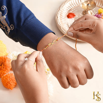 Infinite Blessings Gold-Plated Silver Rakhi for Brother