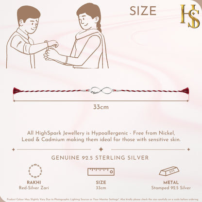 Infinity Heart Silver Rakhi for Brother – 925 Sterling Silver