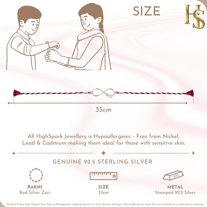 Infinity Knot Silver Rakhi for Brother – 925 Sterling Silver