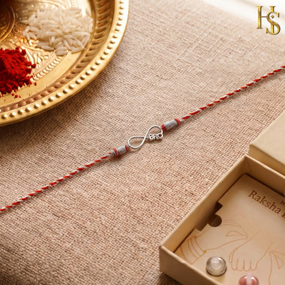 Infinity Knot Silver Rakhi for Brother – 925 Sterling Silver