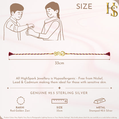 BroCode 18k Gold Finish Silver Rakhi for Brother – 925 Silver