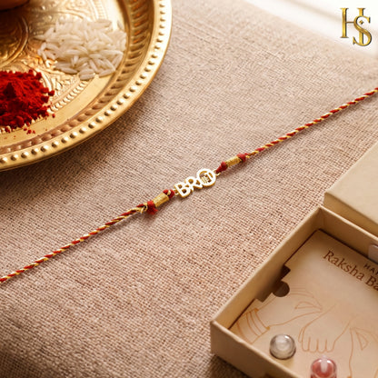 BroCode 18k Gold Finish Silver Rakhi for Brother – 925 Silver